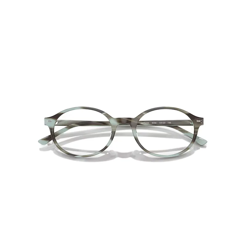 German Optics Eyeglasses Striped Green Frame Clear Lenses Polarized