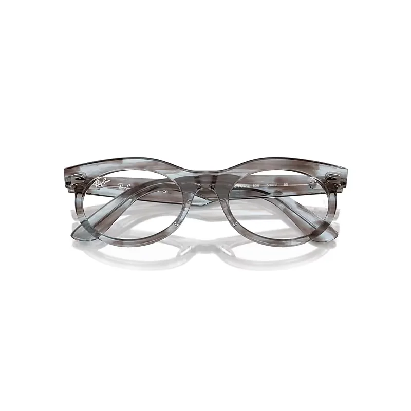 Wayfarer Oval Optics Eyeglasses Striped Transparent Blue Frame Clear Lenses Polarized by Ray-Ban