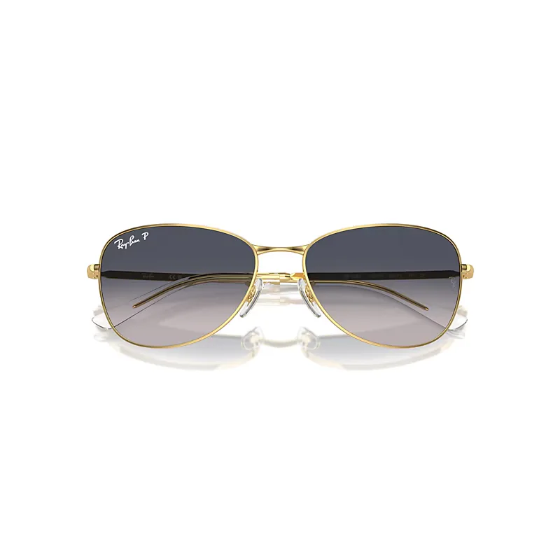 Rb3733 Sunglasses Arista Gold Frame Blue Lenses Polarized by Ray-Ban