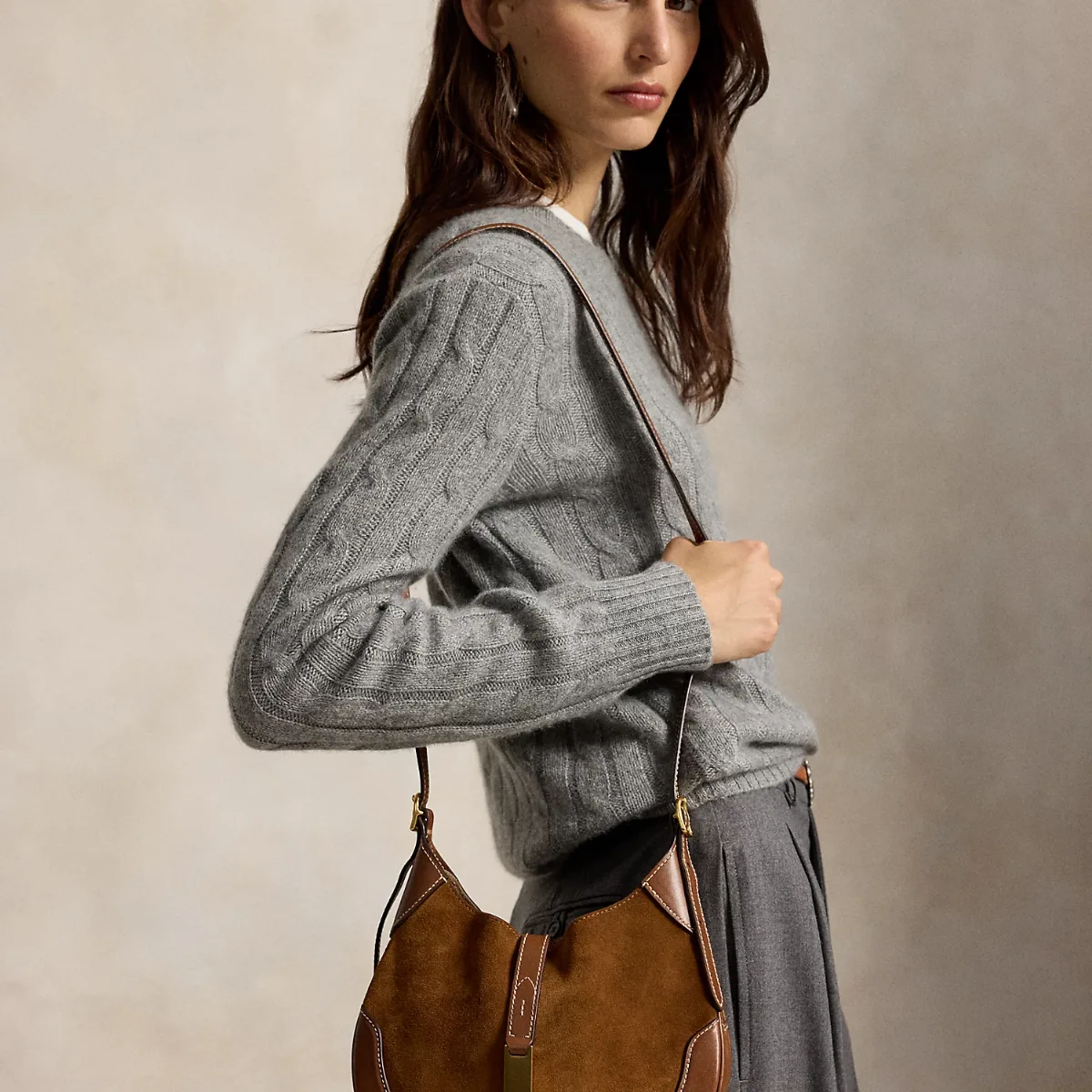 Small Polo ID Suede-Leather Shoulder Bag by Polo Ralph Lauren