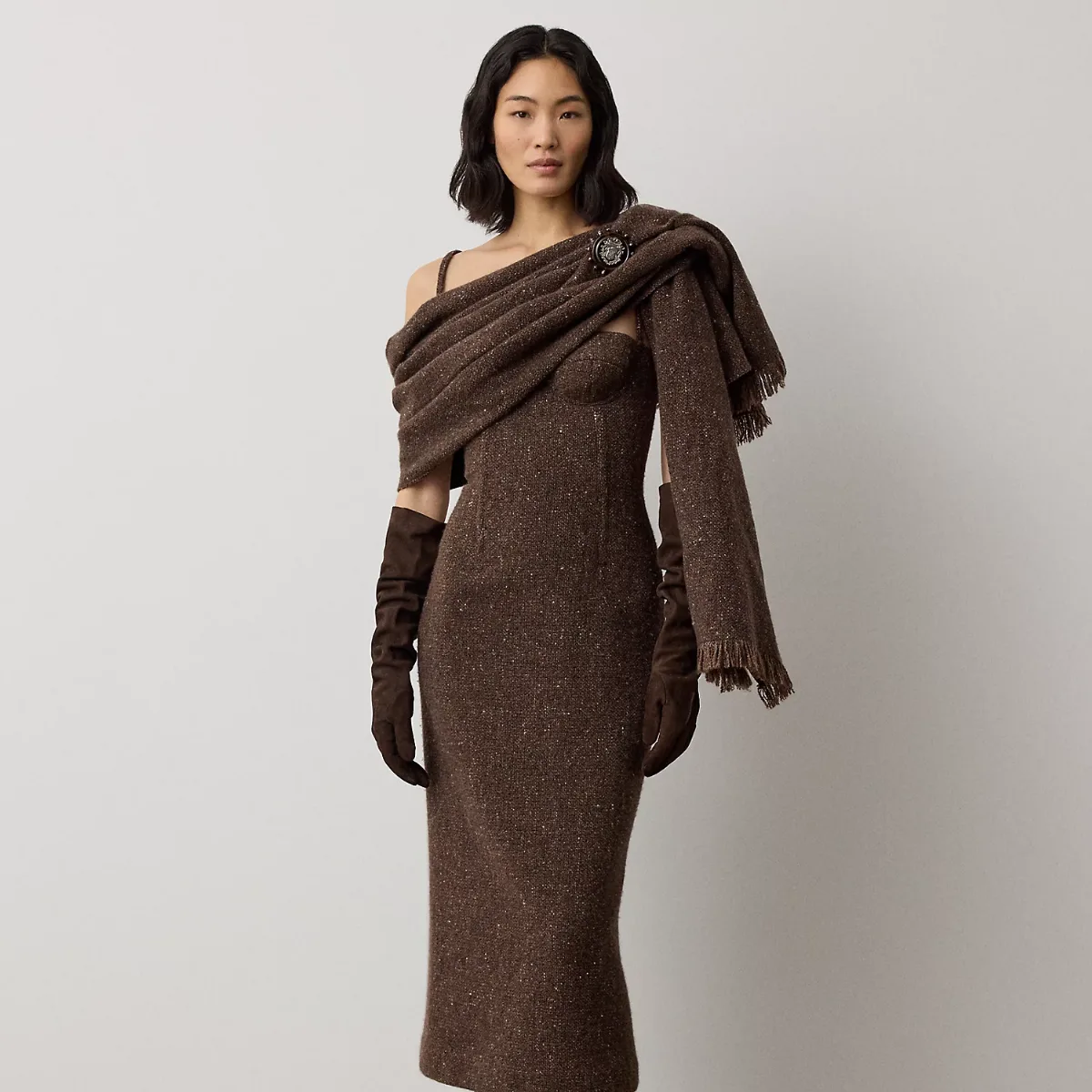 Jocey Wool-Blend Donegal Tweed Day Dress by Ralph Lauren Collection