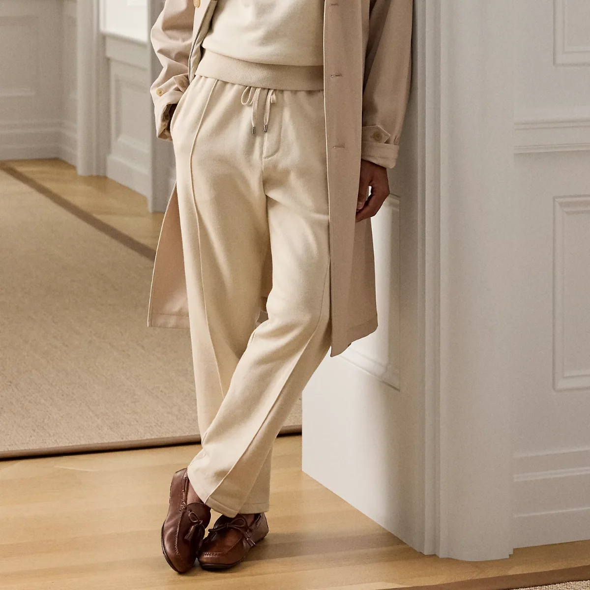 Cotton-Cashmere Fleece Trouser