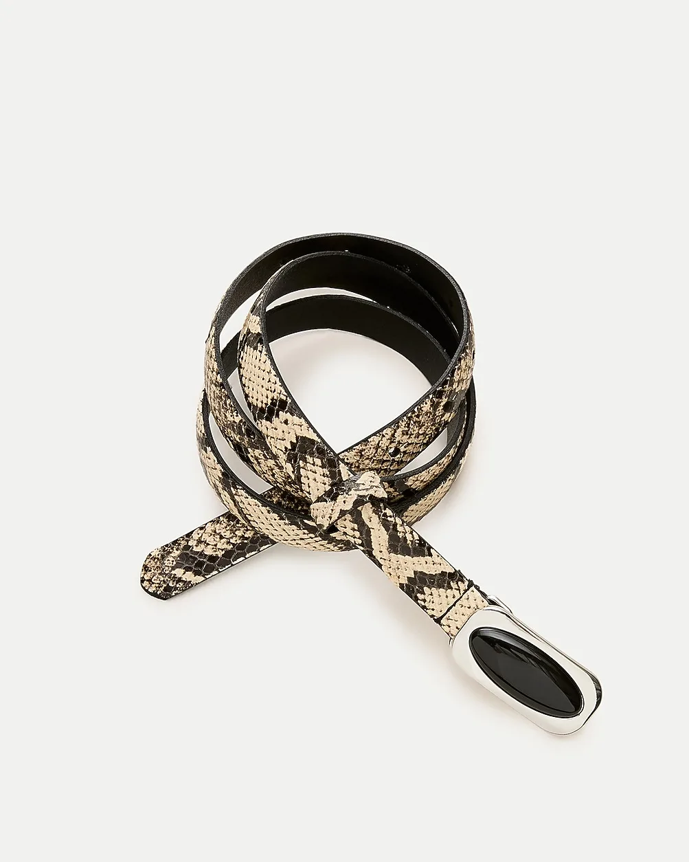 Embellished Thin Belt in Snake-Embossed Leather by J.Crew
