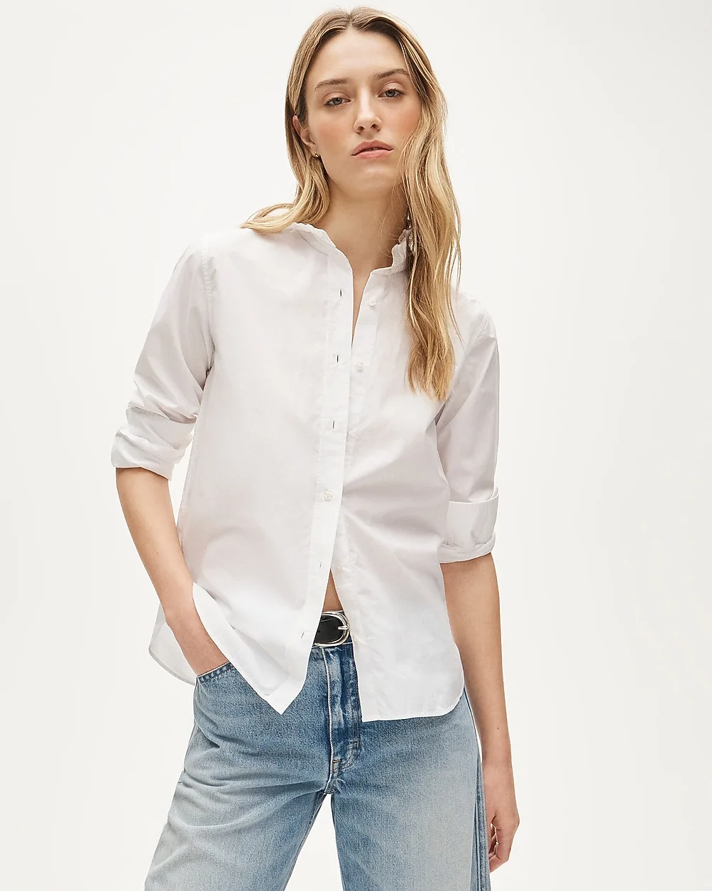 Jules Ruffle-Collar Shirt in Cotton Poplin by J.Crew