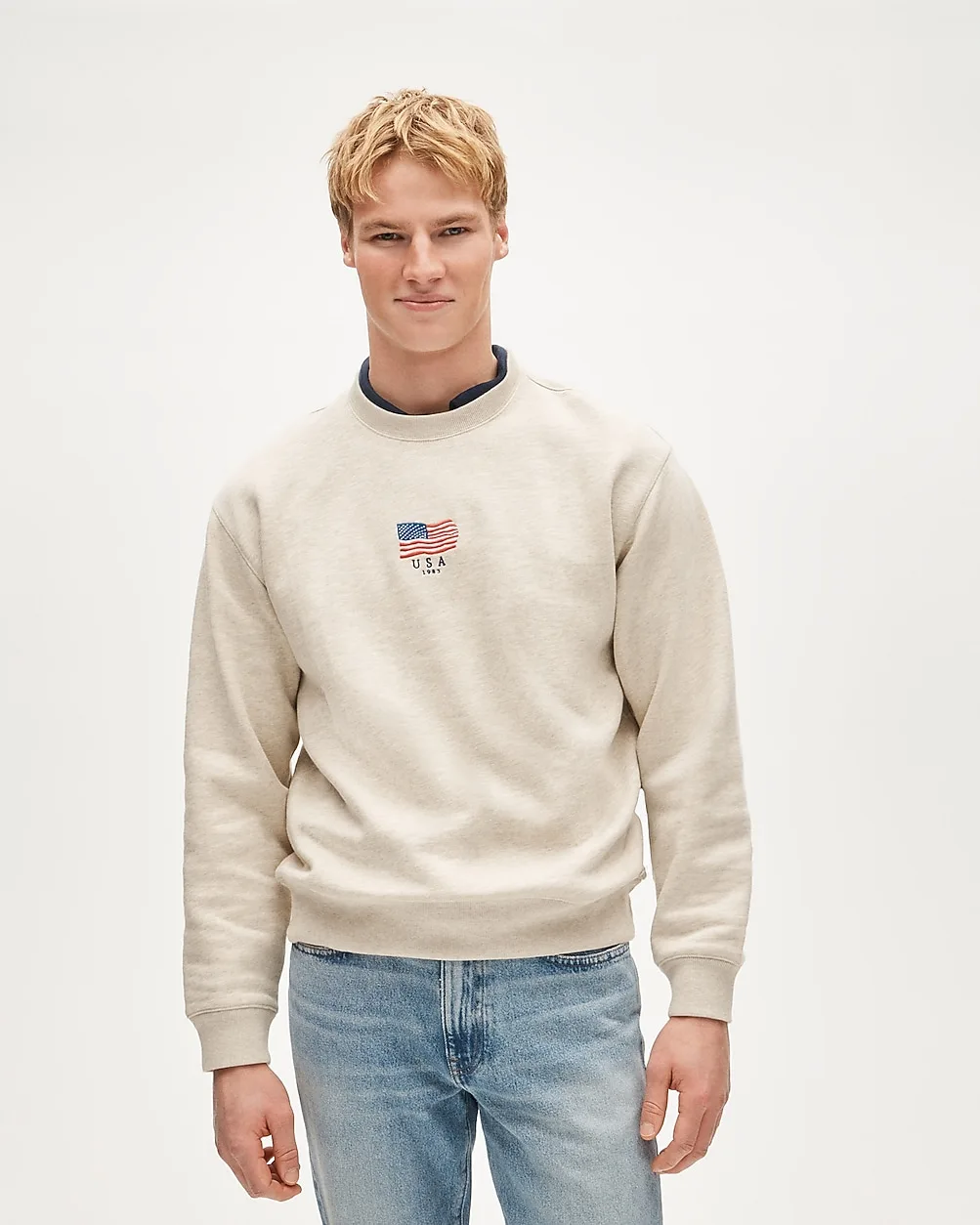'83 Fleece Sweatshirt with Flag Embroidery by J.Crew
