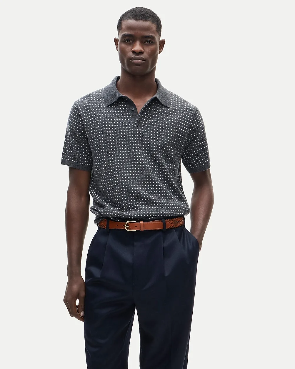 Short-Sleeve Cashmere Sweater-Polo in Dot by J.Crew