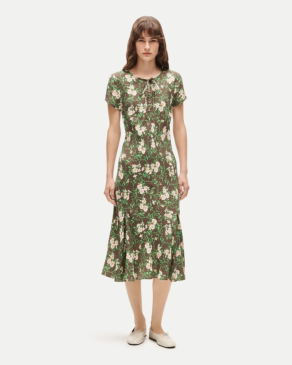 Natasha Slip Dress in Honeybee Floral-Print Cupro Blend by J.Crew
