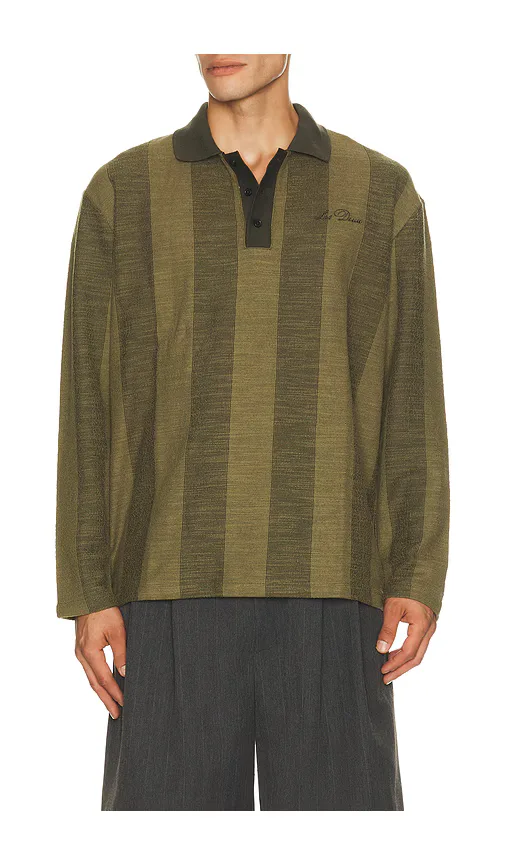 Striped Jacquard Long Sleeve Polo by Les Deux