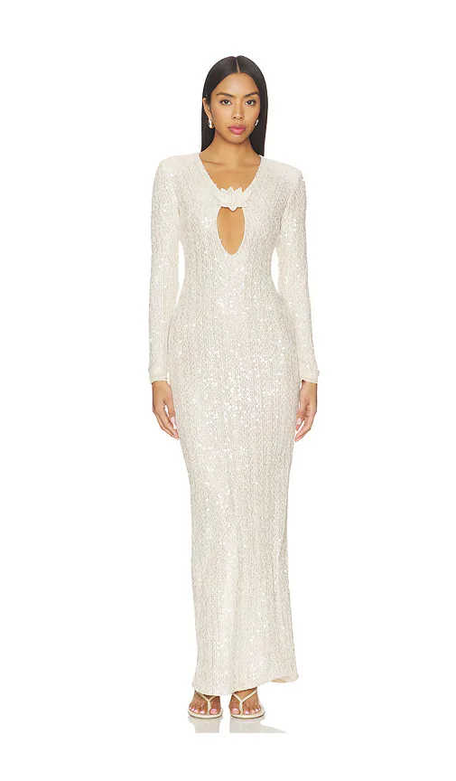 Lara Crochet Plunge Maxi Dress