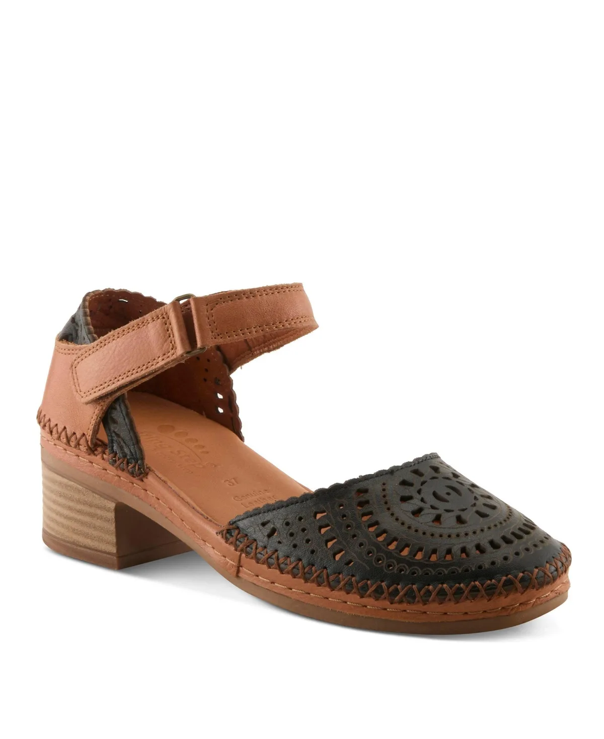 Eveline Mary Jane Shoe with Laser-Cut Detail by Spring Step