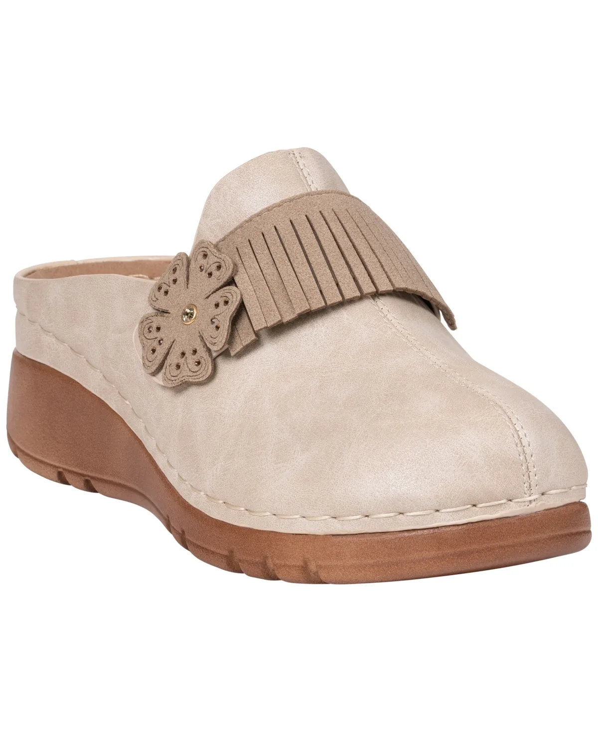 Cooper Floral-Print Fringe Mule Clogs by Gc Shoes