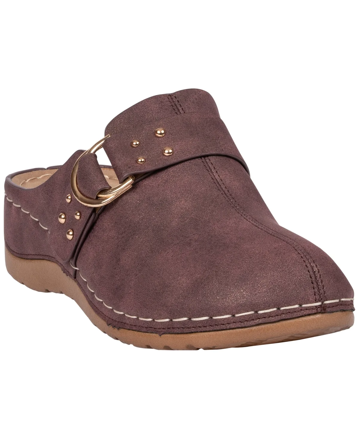 Bliss Studded Round-Toe Low-Heel Mule Clogs by Gc Shoes