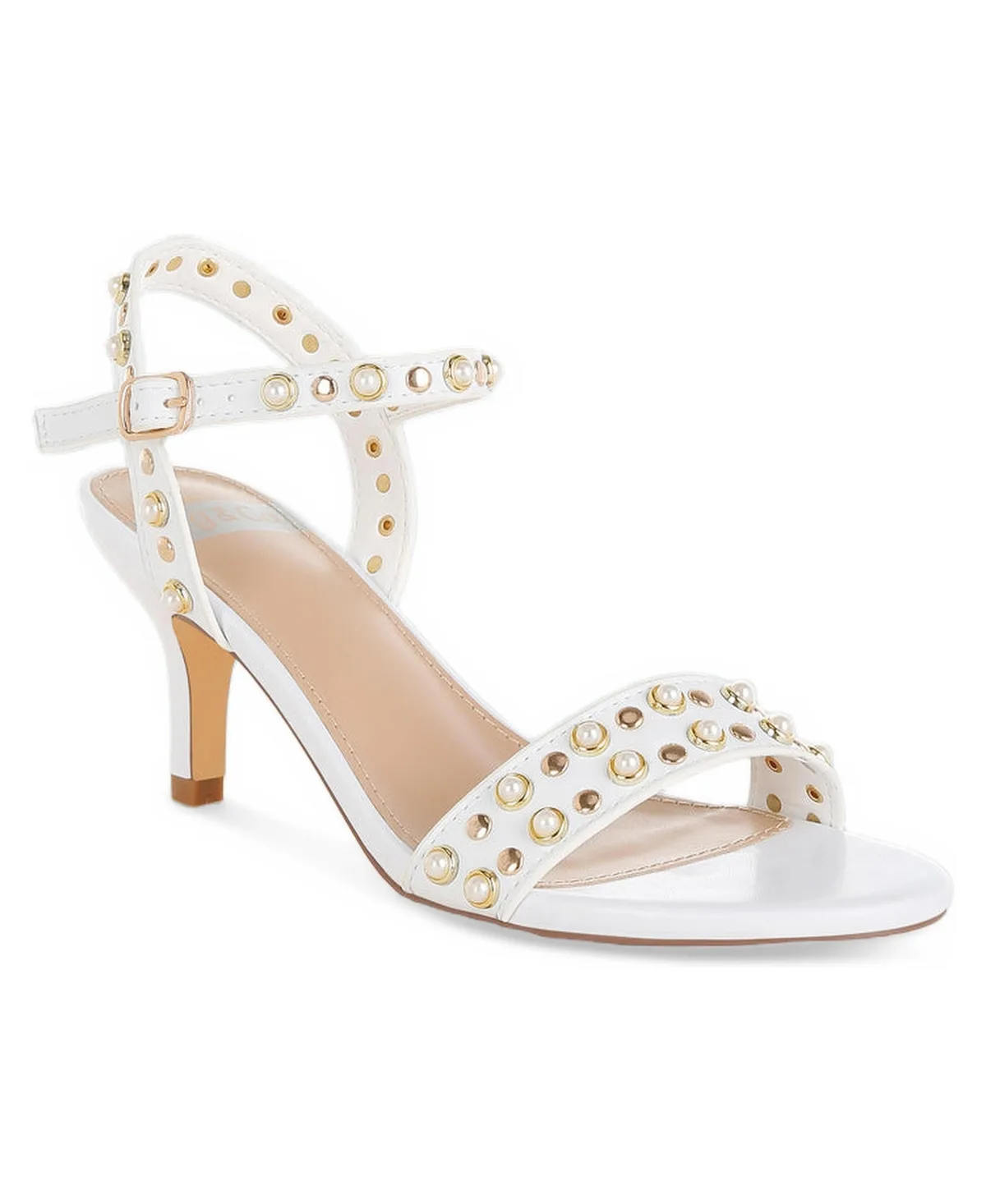 Nidara Studded Real Leather Kitten Heel Sandals by Rag & Co