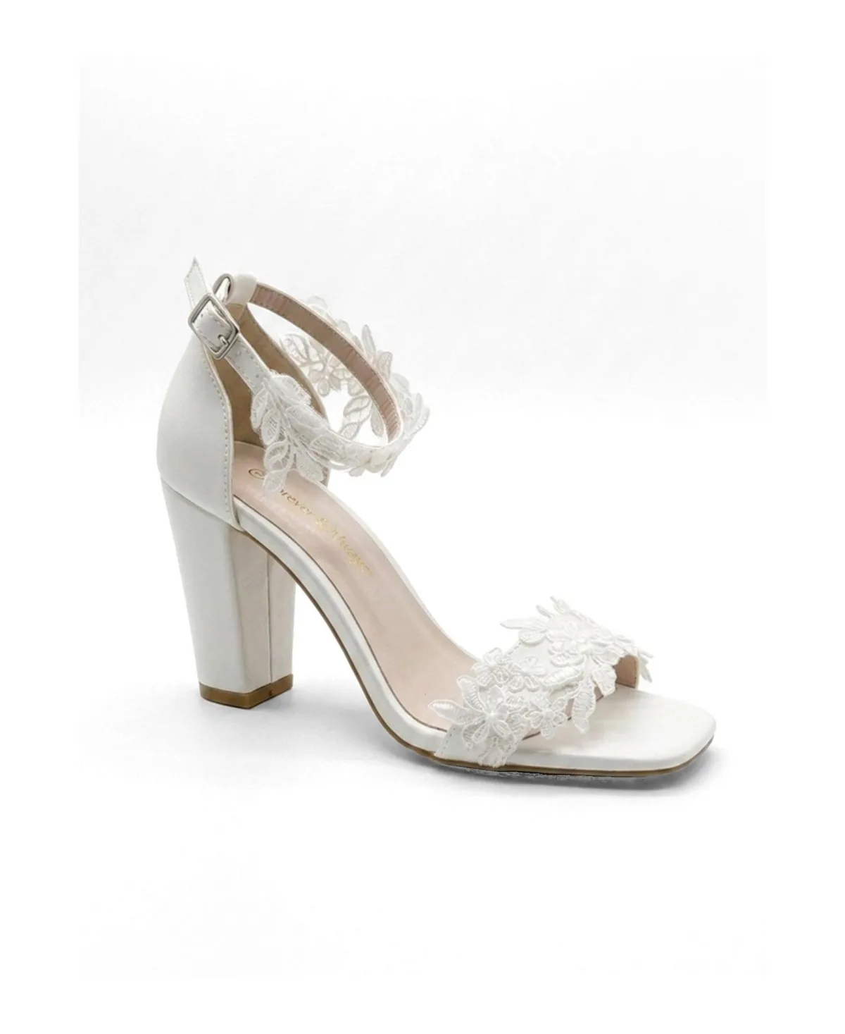 Selia Block Heel Bridal Sandal by Forever & Always Shoes
