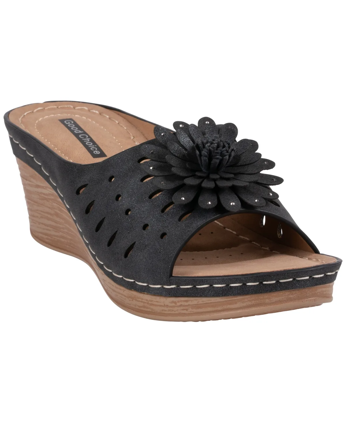 Round Toe Wedge Heel Sandals by Gc Shoes