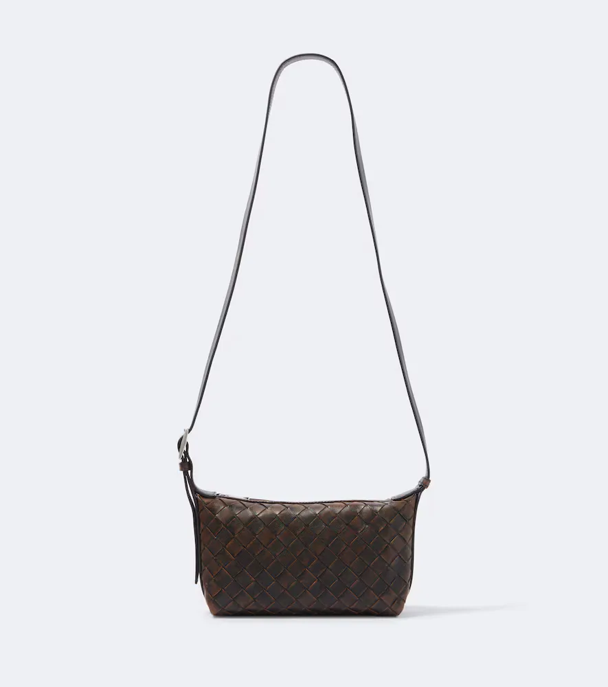 Traveler Intrecciato Leather Phone Pouch by Bottega Veneta
