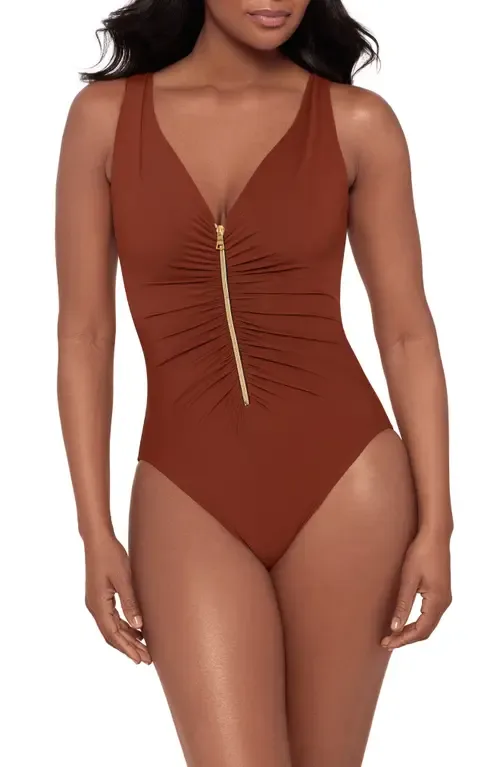 Razzle Dazzle Zip-Up One-Piece Swimsuit by Miraclesuit®