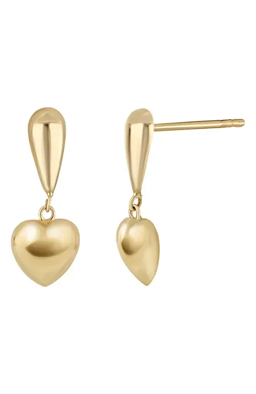 14K Gold Heart Drop Earrings by Bony Levy