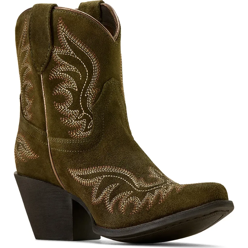 Chandler x Toe Western Boot in Soft Olive Suede by Ariat