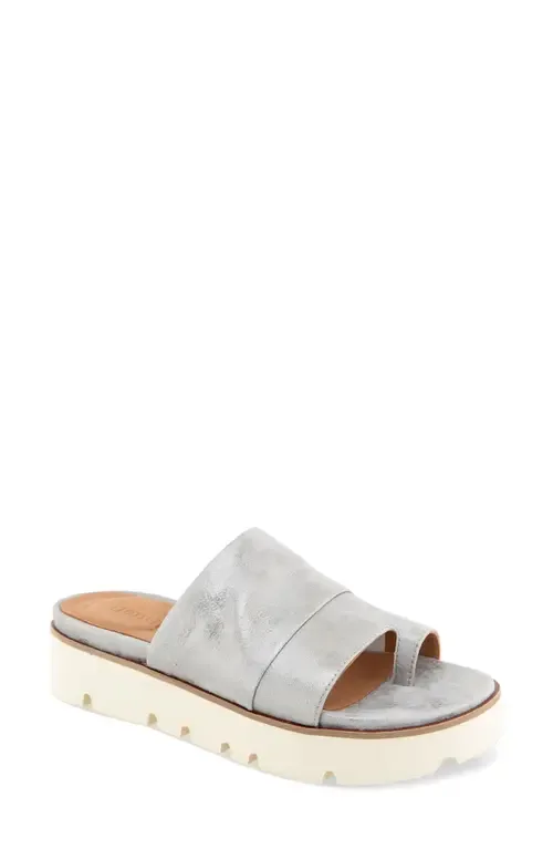 Laverne Toe Loop Platform Sandal in Pewter Leather by Gentle Souls