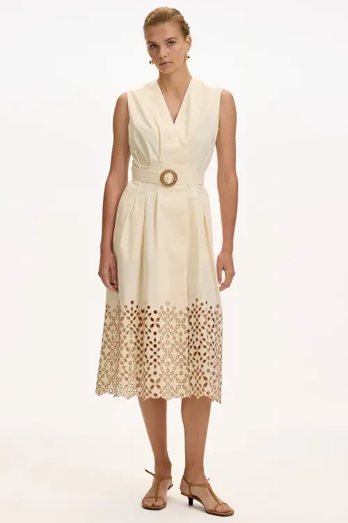 Mackenzie V Neck Belted Pocket Midi Dress by Exquise