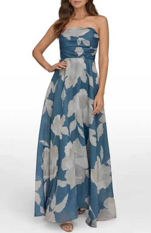 Strapless Floral Print Gown by Donna Karan New York