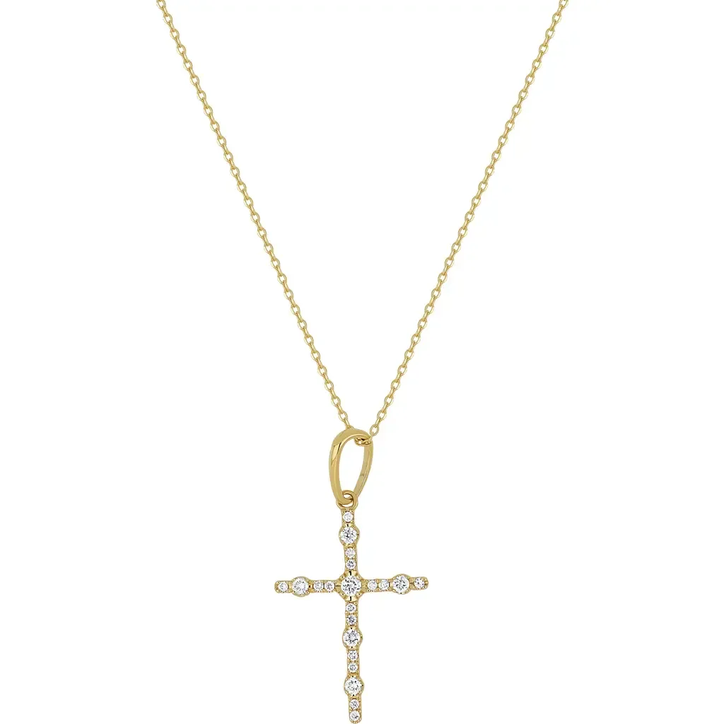 Solstice Diamond Petite Cross Pendant in 18K Yellow Gold by Bony Levy