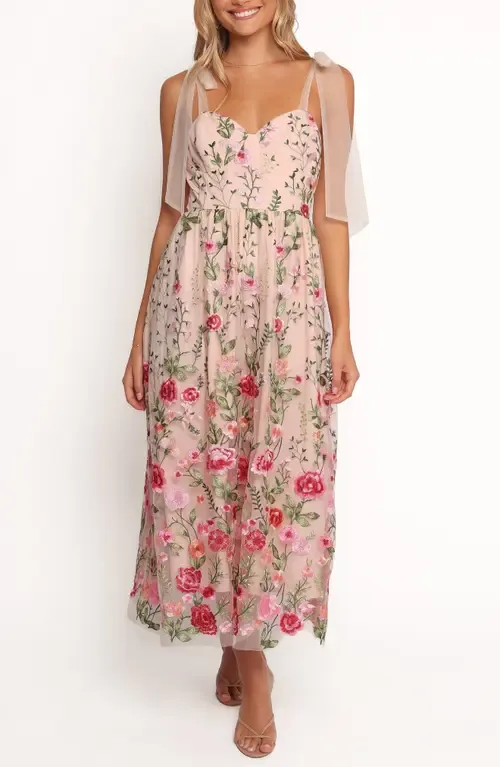 Mirabel Embroidered Tie Strap Maxi Dress by Petal & Pup