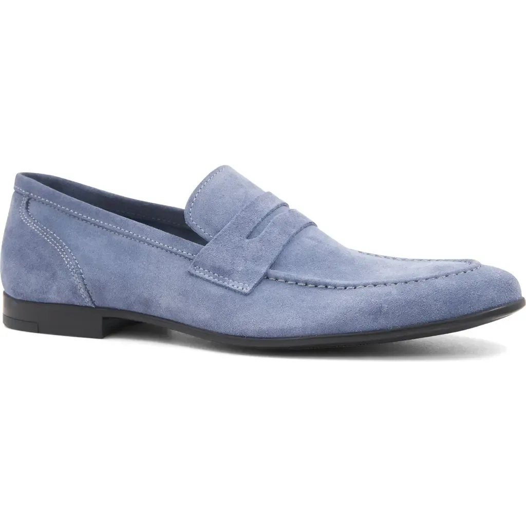 Lastra Unlined Loafer in Light Blue Suede