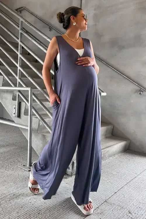 Deep V Sleeveless Wide Leg Jumpsuit by PinkBlush