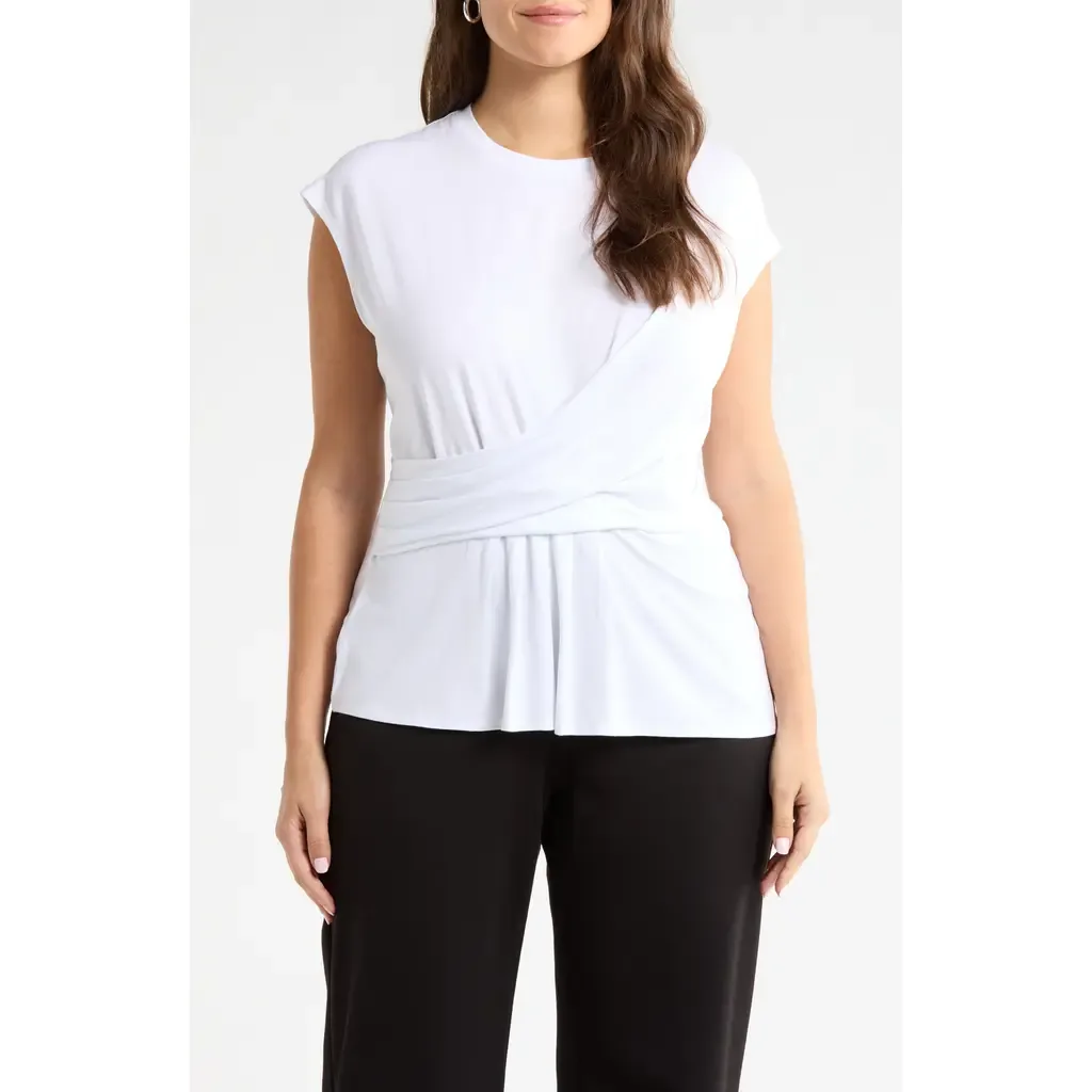 Cap Sleeve Drape Front Top by Nordstrom