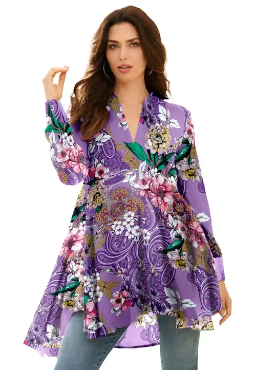 Hand Crinkled Fit and Flare Tunic by Roaman's