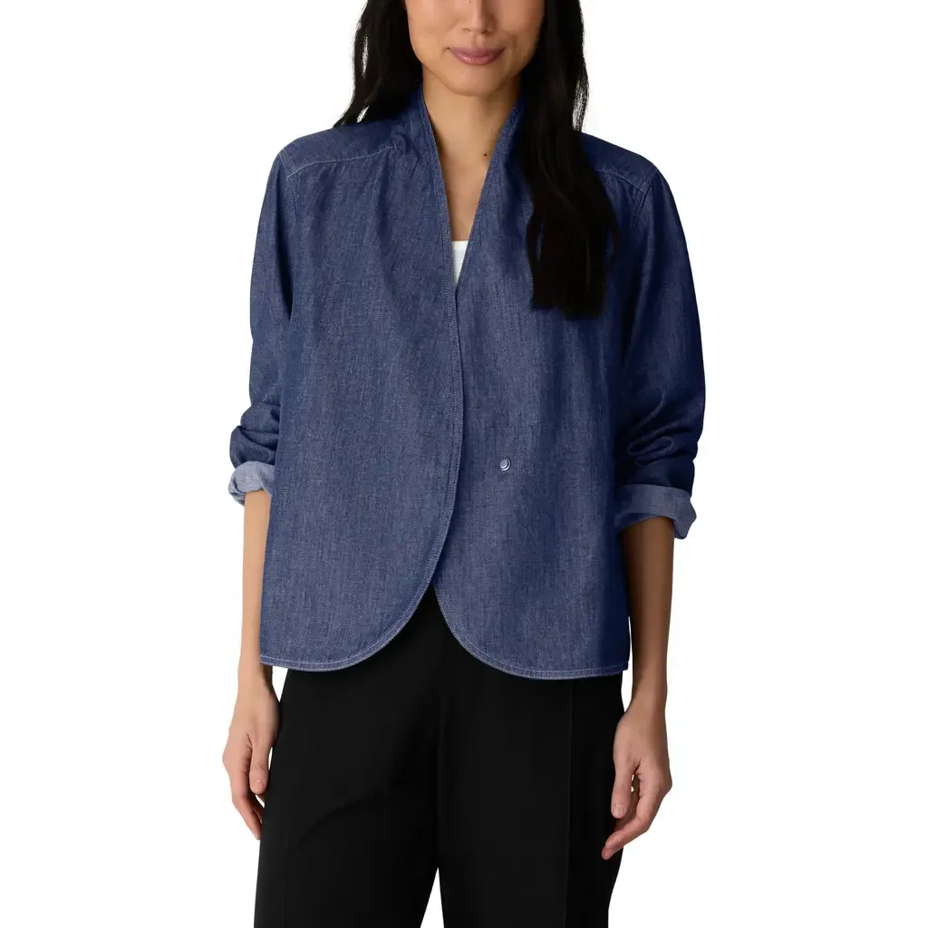 Organic Cotton Curved Front Jacket by Eileen Fisher