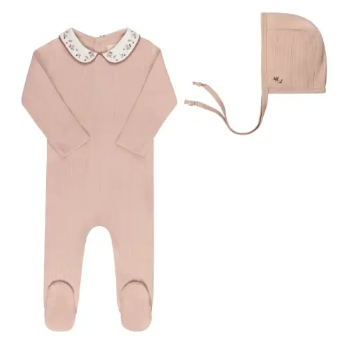 Embroidered Collar Collection - Footie + Bonnet by Ely's & Co.