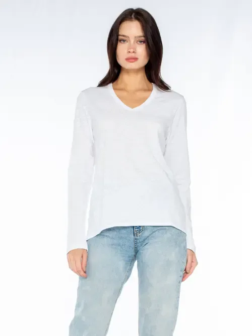 Long Sleeve Shrunken Boyfriend Top by WILT Clothing