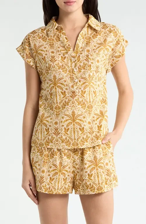 Calina Tropical Cory Button-Up Top by SUGARLIPS