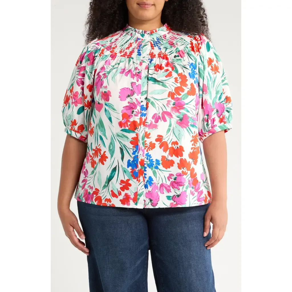 Kivia Smocked Floral Print Top by SUGARLIPS