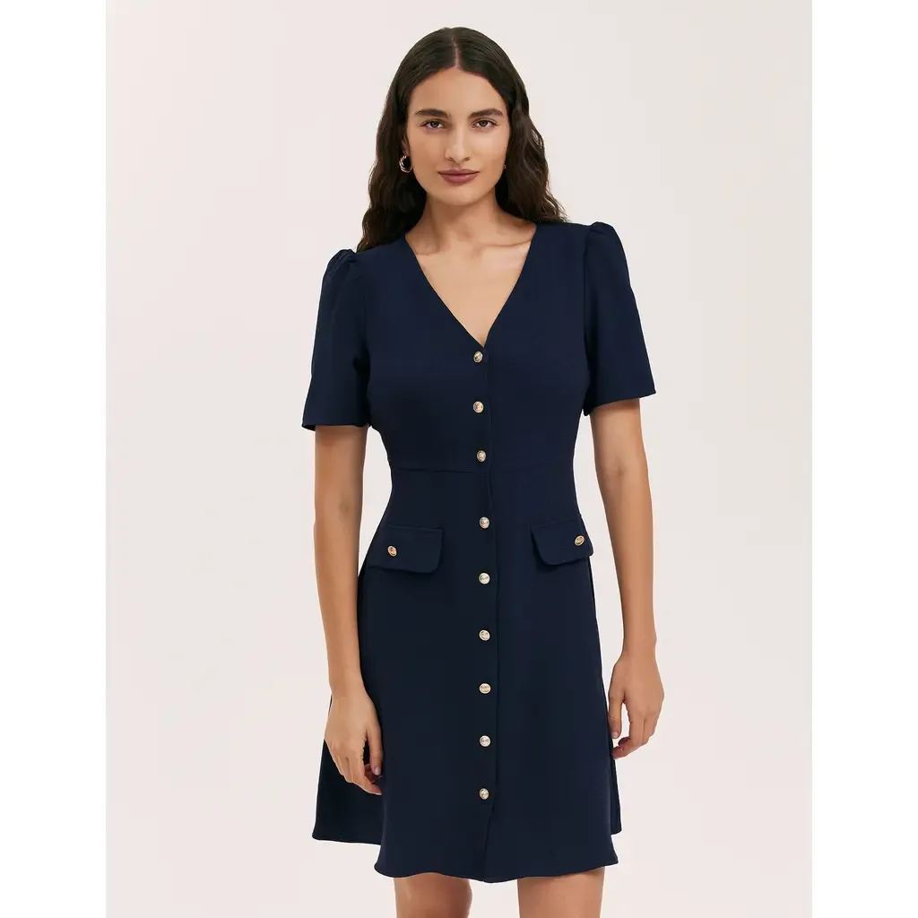 Lucille Crepe Button Front Mini Dress by Finery London