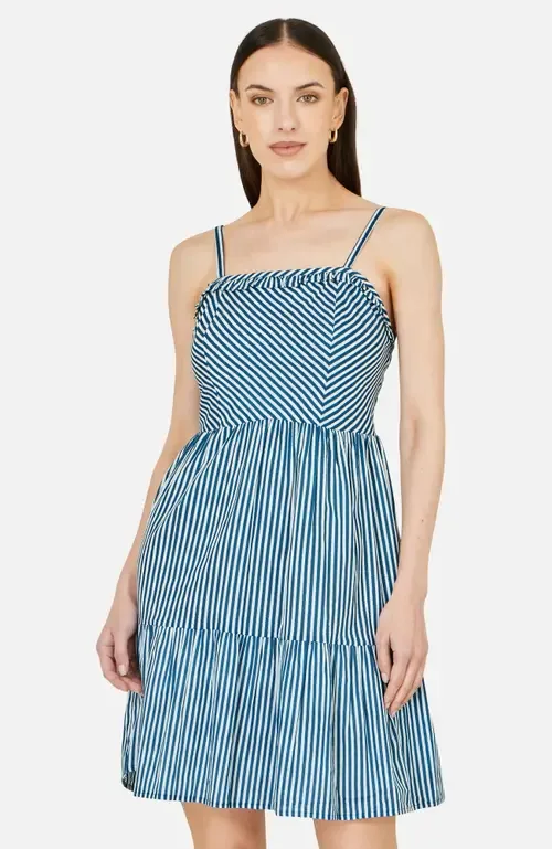 Stripe Cotton Mini Sun Dress by Yumi