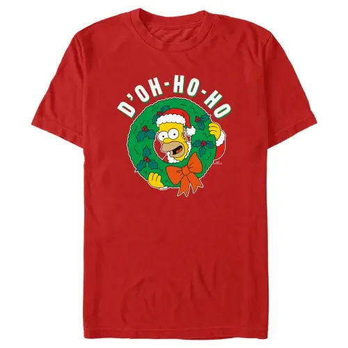 Christmas Homer Doh-Ho Wreath Short Sleeve Graphic T-Shirt by The Simpsons