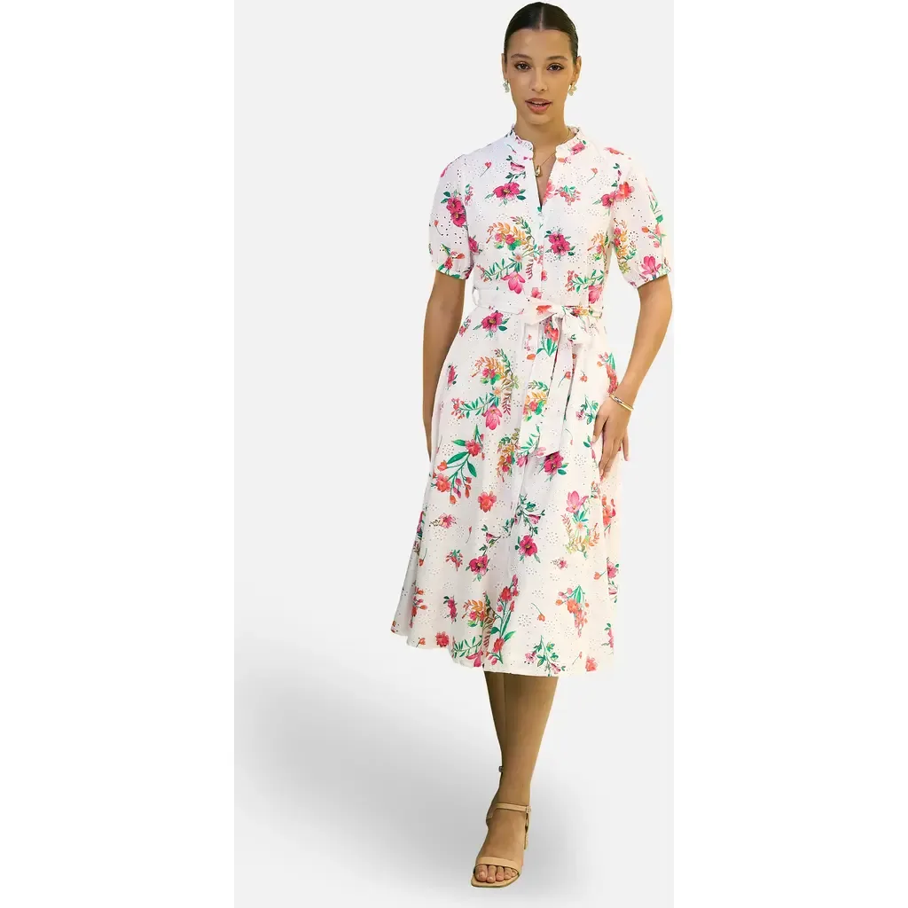 Broderie Anglaise Midi Shirt Dress by Yumi