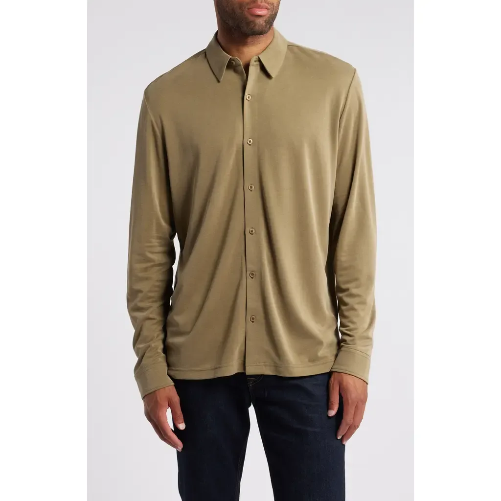 Vintage Wash Bird's Eye Button-Up Shirt by Johnston & Murphy
