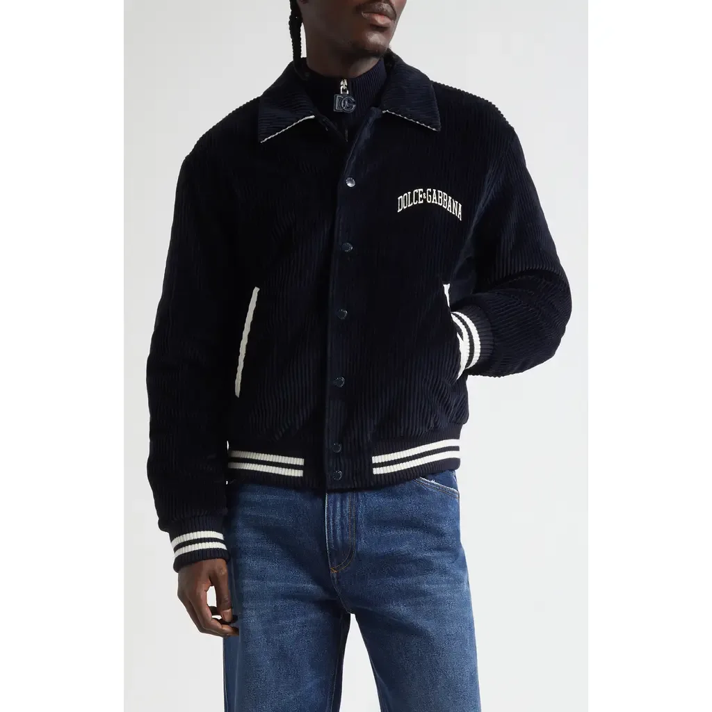 Padded Corduroy Varsity Jacket by Dolce&Gabbana