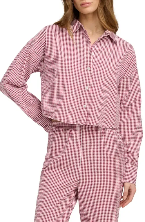 Crop Cotton Gingham Button-Up Shirt by Favorite Daughter