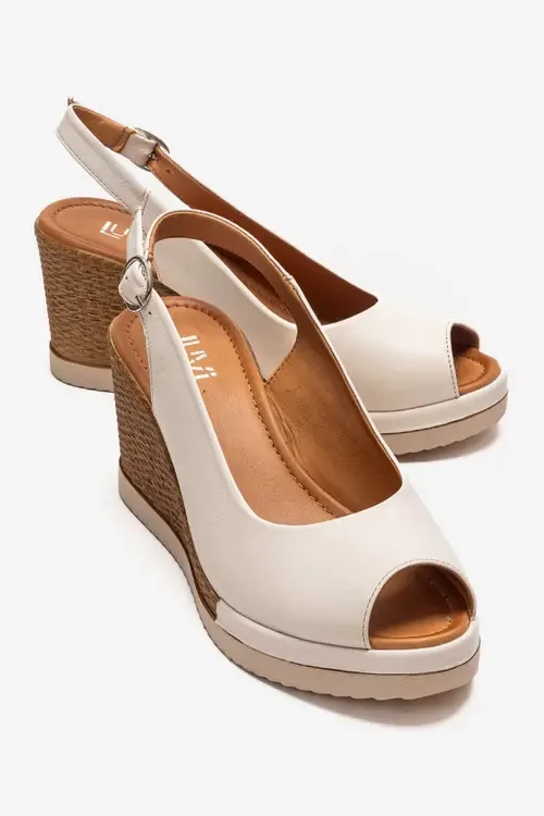 Helina Leather Wedge Sandal by Forever & Always Shoes