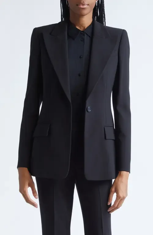 Georgina One-Button Virgin Wool Blend Blazer by Michael Kors Collection