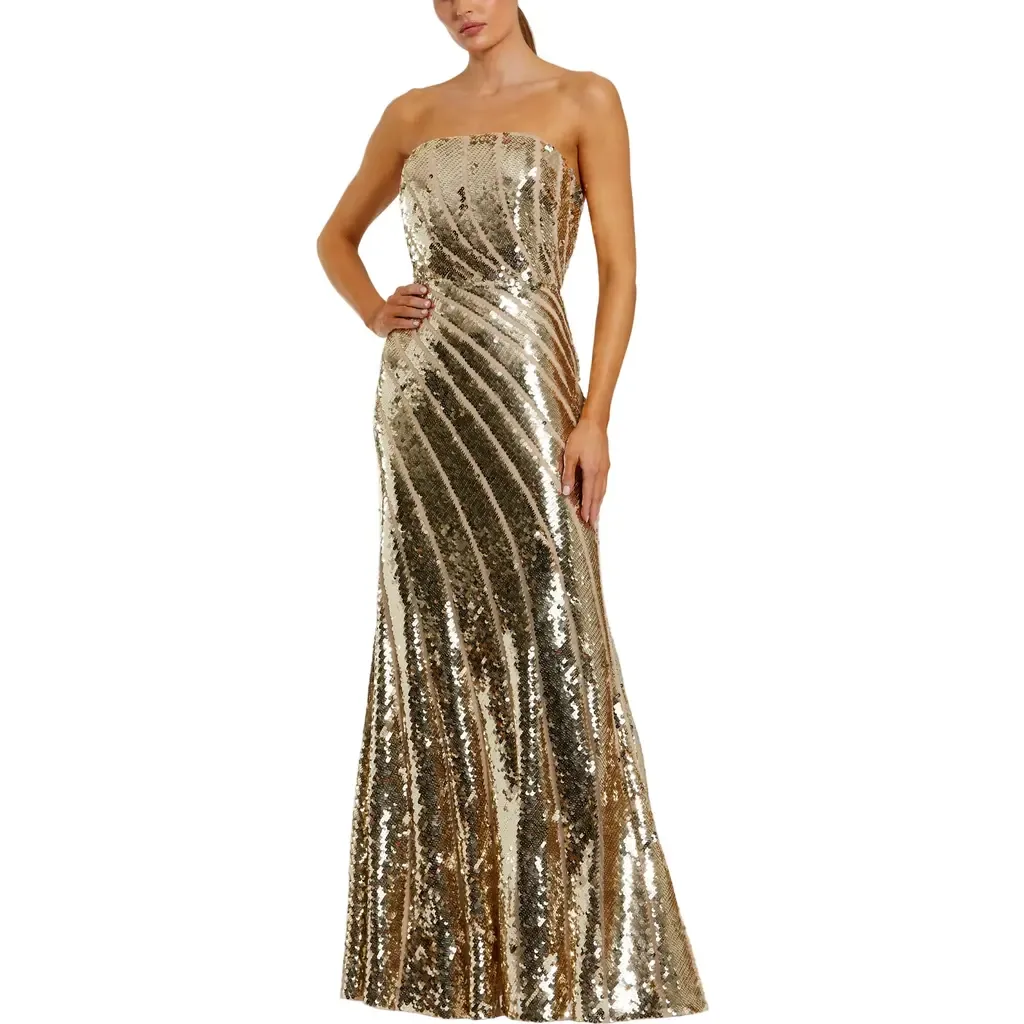 Strapless Sequin Mermaid Gown by Mac Duggal