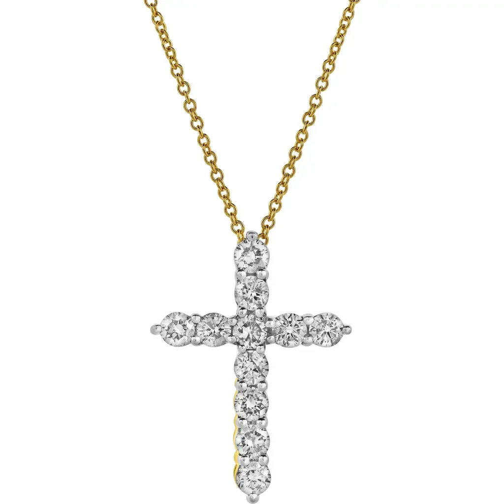 Heavenly Cross Diamond Pendant in 10K Yellow Gold
