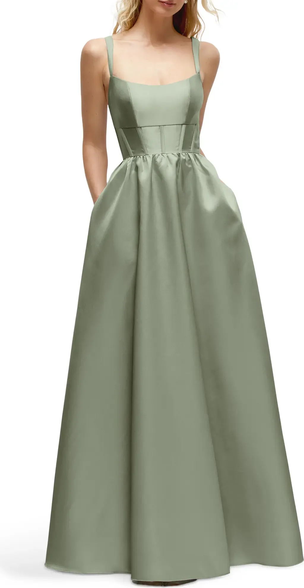 Sleeveless Corset Satin Gown