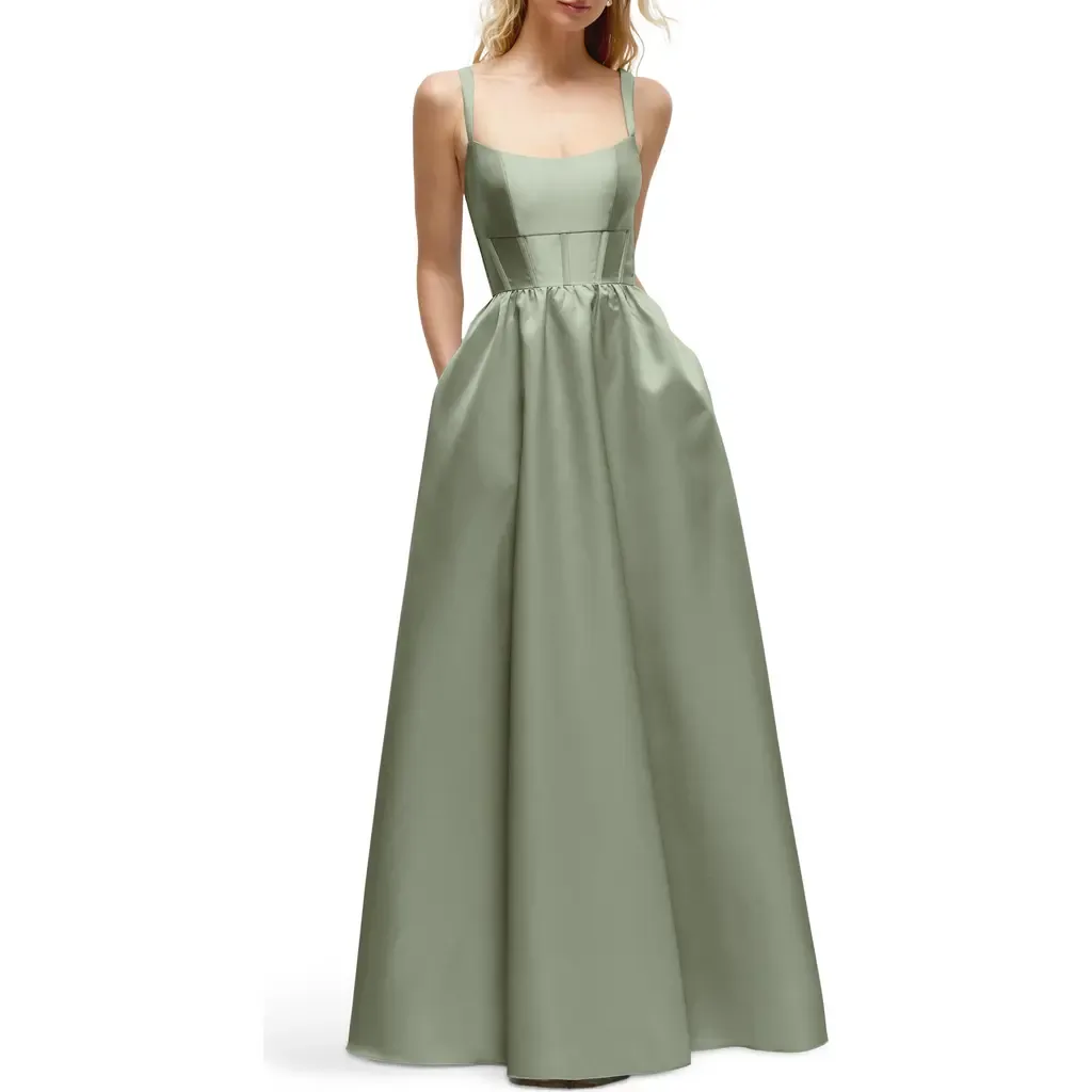 Sleeveless Corset Satin Gown by Dessy Collection